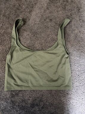 Free People Olive Scoop Neck Crop Tank
